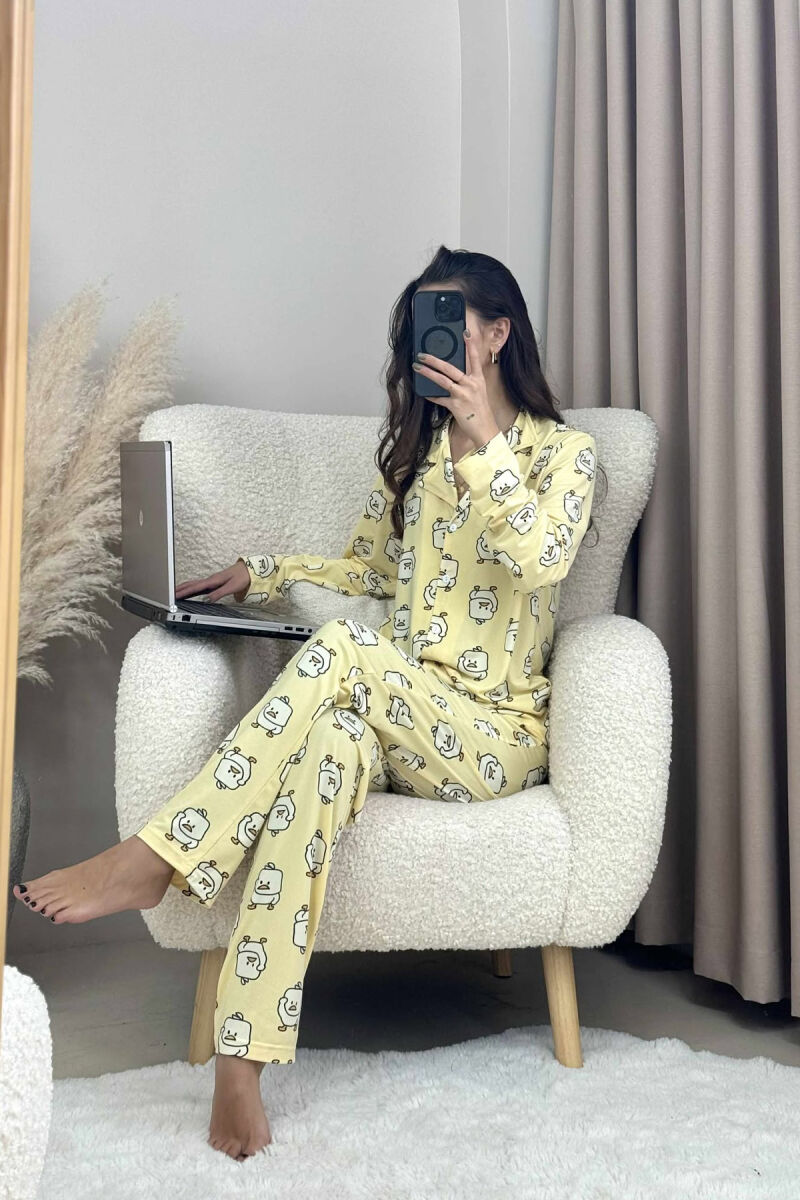 DUCK DESIGN SHIRT+TROUSERS WOMEN PYJAMAS YELLOW/E VERDHE - 4