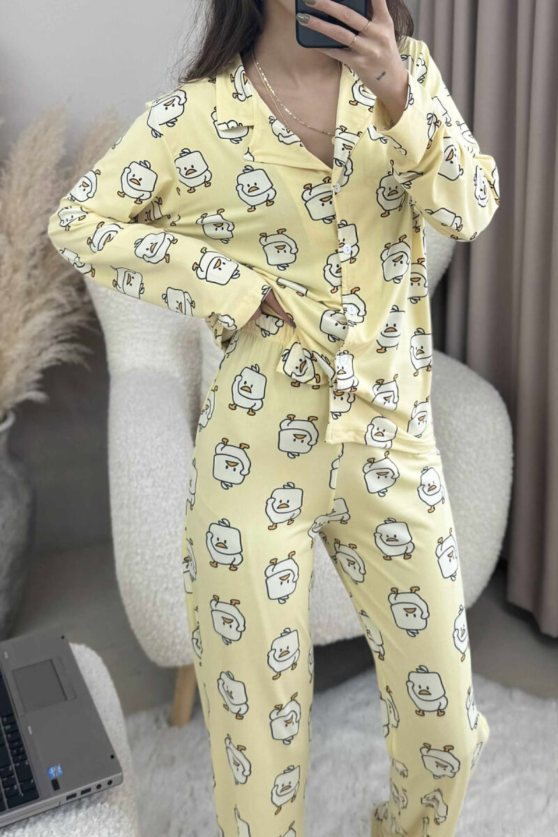 DUCK DESIGN SHIRT+TROUSERS WOMEN PYJAMAS YELLOW/E VERDHE - 3
