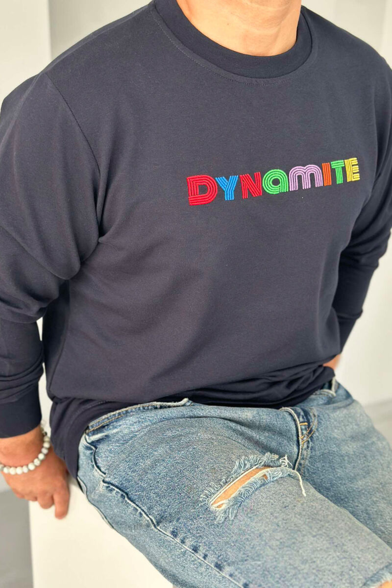 DYNAMITE COTTON SIMPLE MEN SWEATSHIRT DARK BLUE/BEE - 2