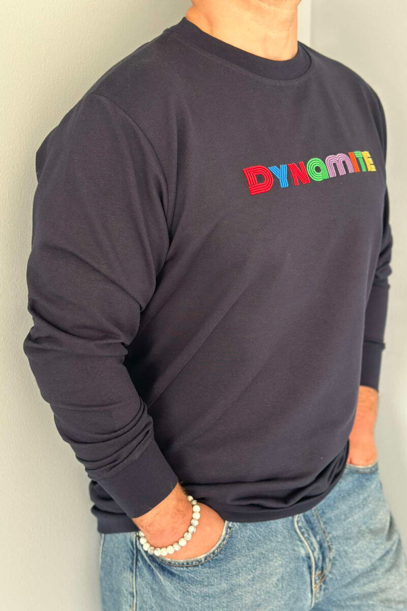 DYNAMITE COTTON SIMPLE MEN SWEATSHIRT DARK BLUE/BEE - 3