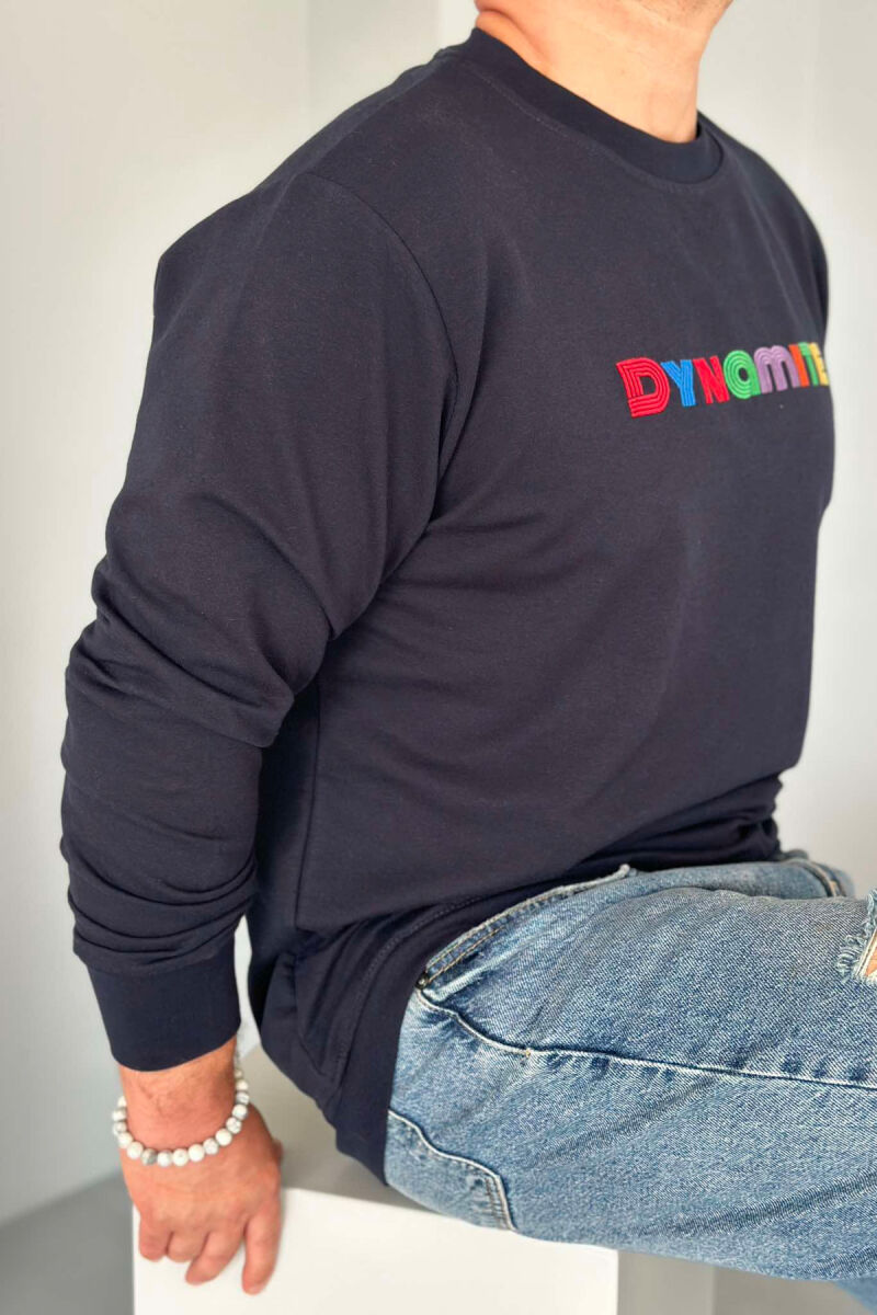 DYNAMITE COTTON SIMPLE MEN SWEATSHIRT DARK BLUE/BEE - 4