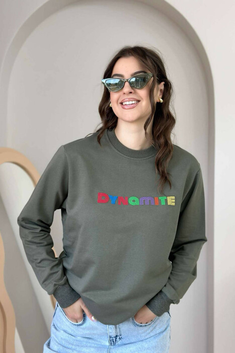 DYNAMITE COTTON SIMPLE WOMEN SWEATSHIRT GREEN/JESHILE - 1