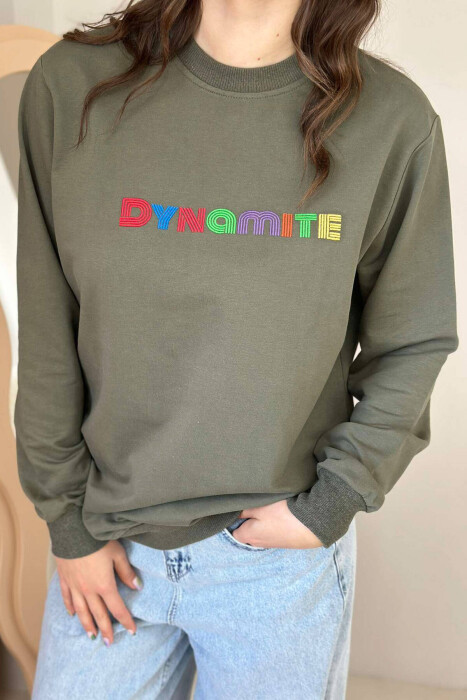 DYNAMITE COTTON SIMPLE WOMEN SWEATSHIRT GREEN/JESHILE - 2