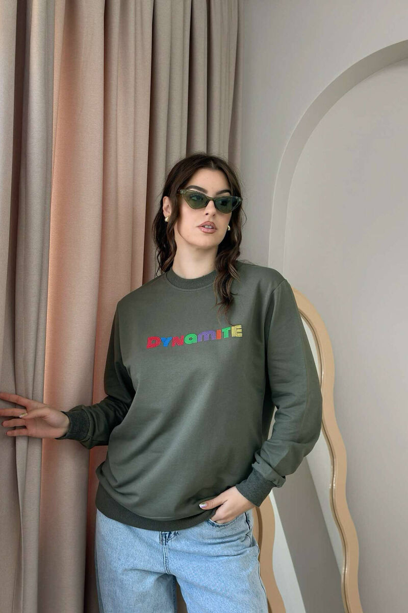 DYNAMITE COTTON SIMPLE WOMEN SWEATSHIRT GREEN/JESHILE - 4