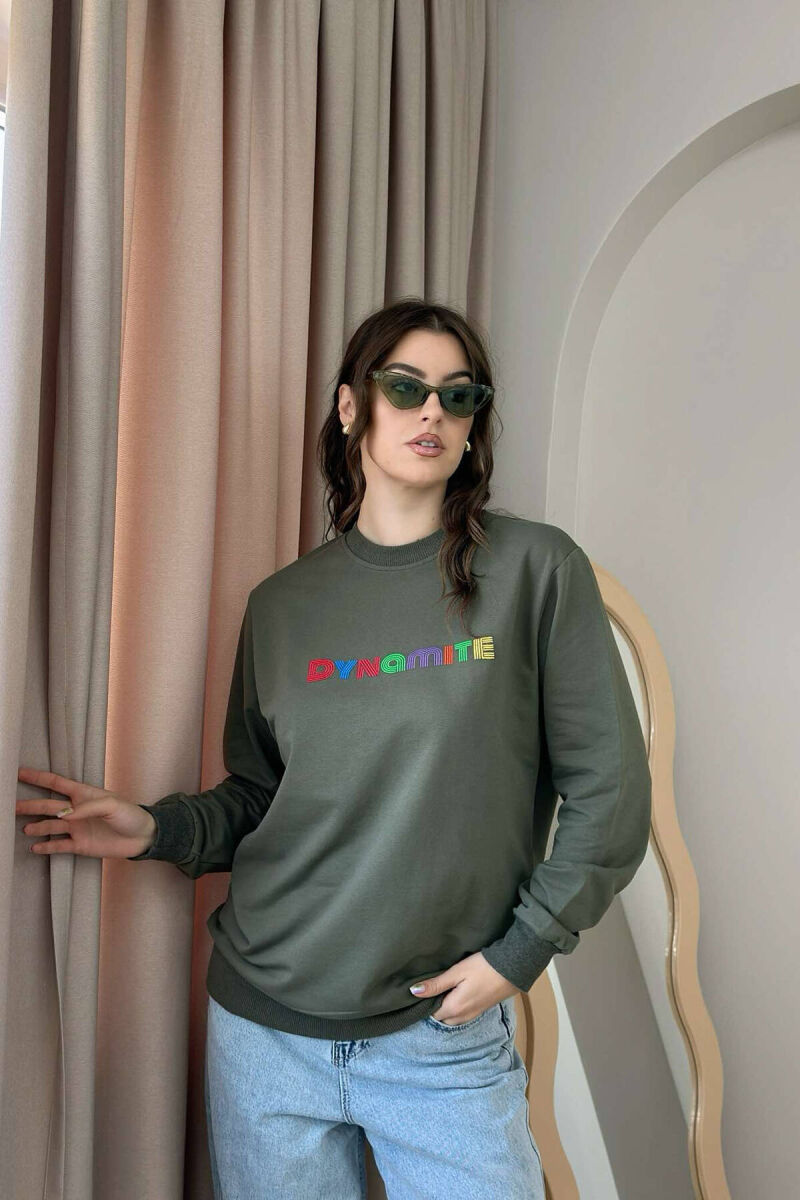 DYNAMITE COTTON SIMPLE WOMEN SWEATSHIRT GREEN/JESHILE - 5