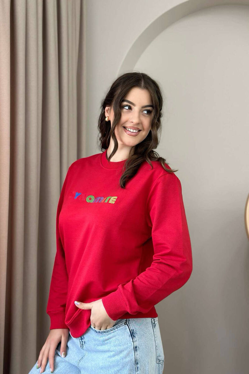 DYNAMITE COTTON SIMPLE WOMEN SWEATSHIRT RED/E KUQE - 1