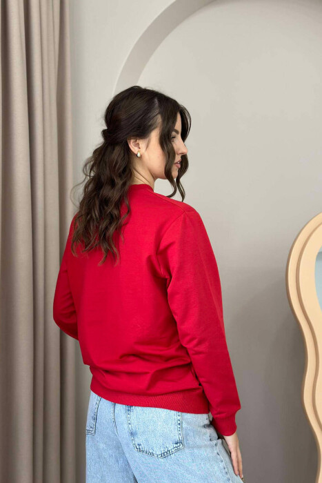 DYNAMITE COTTON SIMPLE WOMEN SWEATSHIRT RED/E KUQE - 2