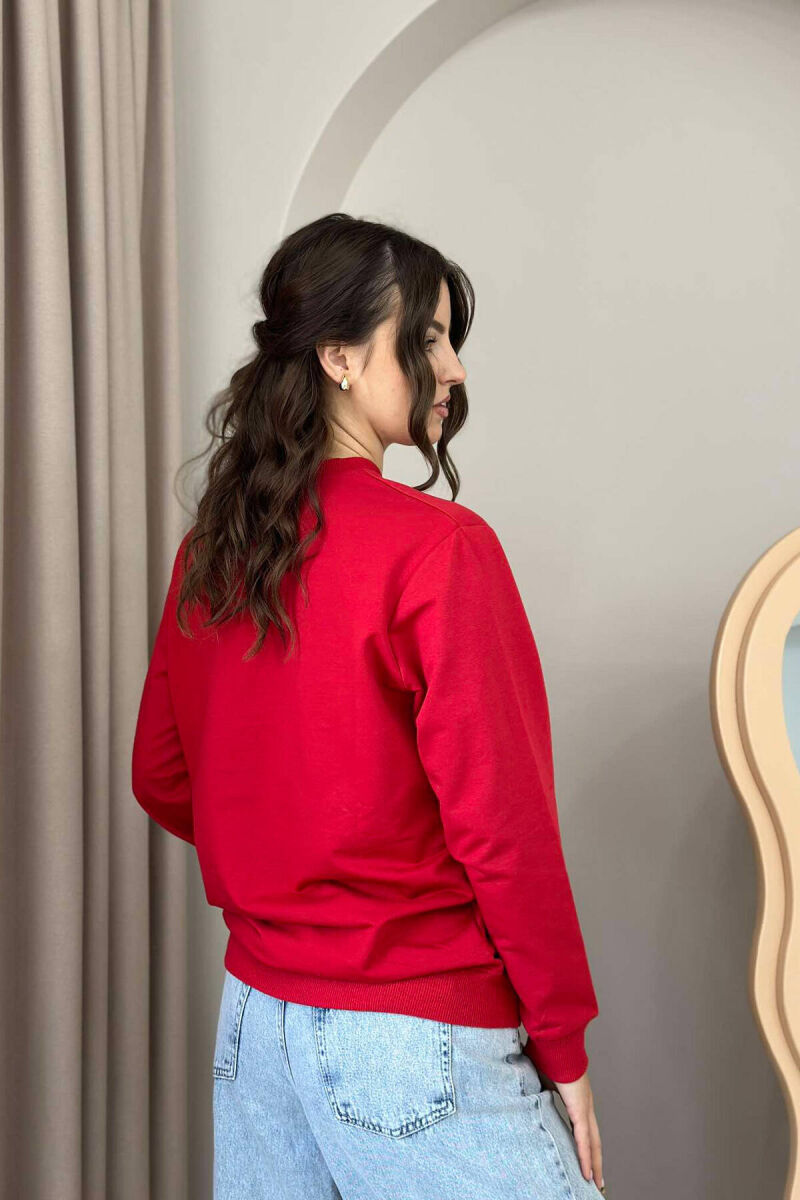 DYNAMITE COTTON SIMPLE WOMEN SWEATSHIRT RED/E KUQE - 2