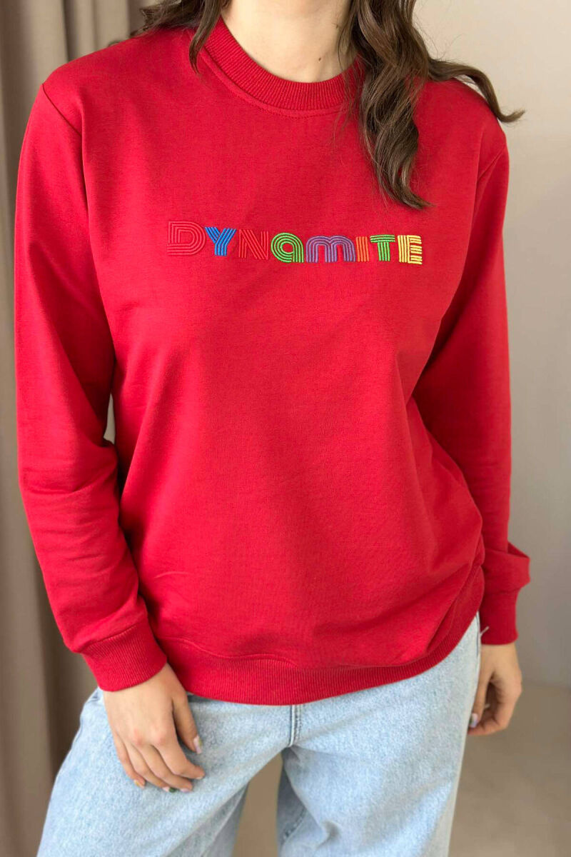 DYNAMITE COTTON SIMPLE WOMEN SWEATSHIRT RED/E KUQE - 4