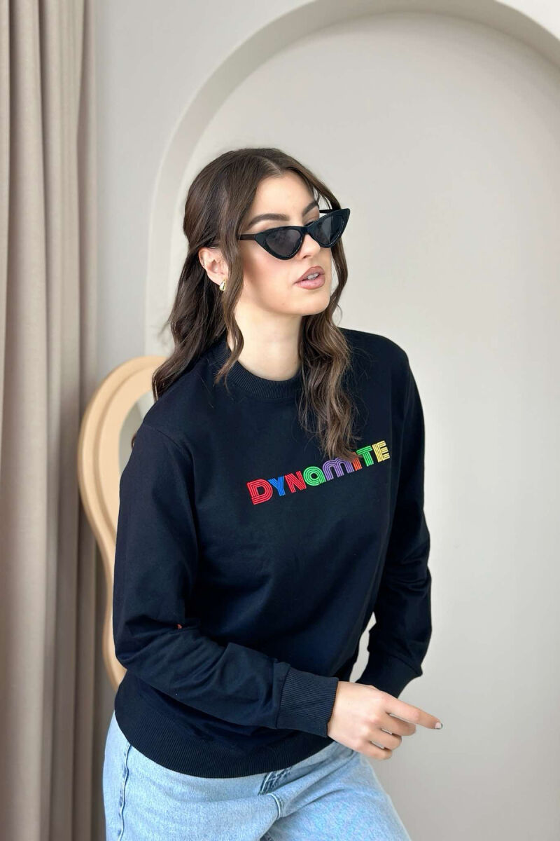 DYNAMITE ONE COLOR WOMAN SWEATSHIRT BLACK-BLACK/ZZ - 3