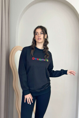 DYNAMITE ONE COLOR WOMAN SWEATSHIRT BLACK/ E ZEZE 