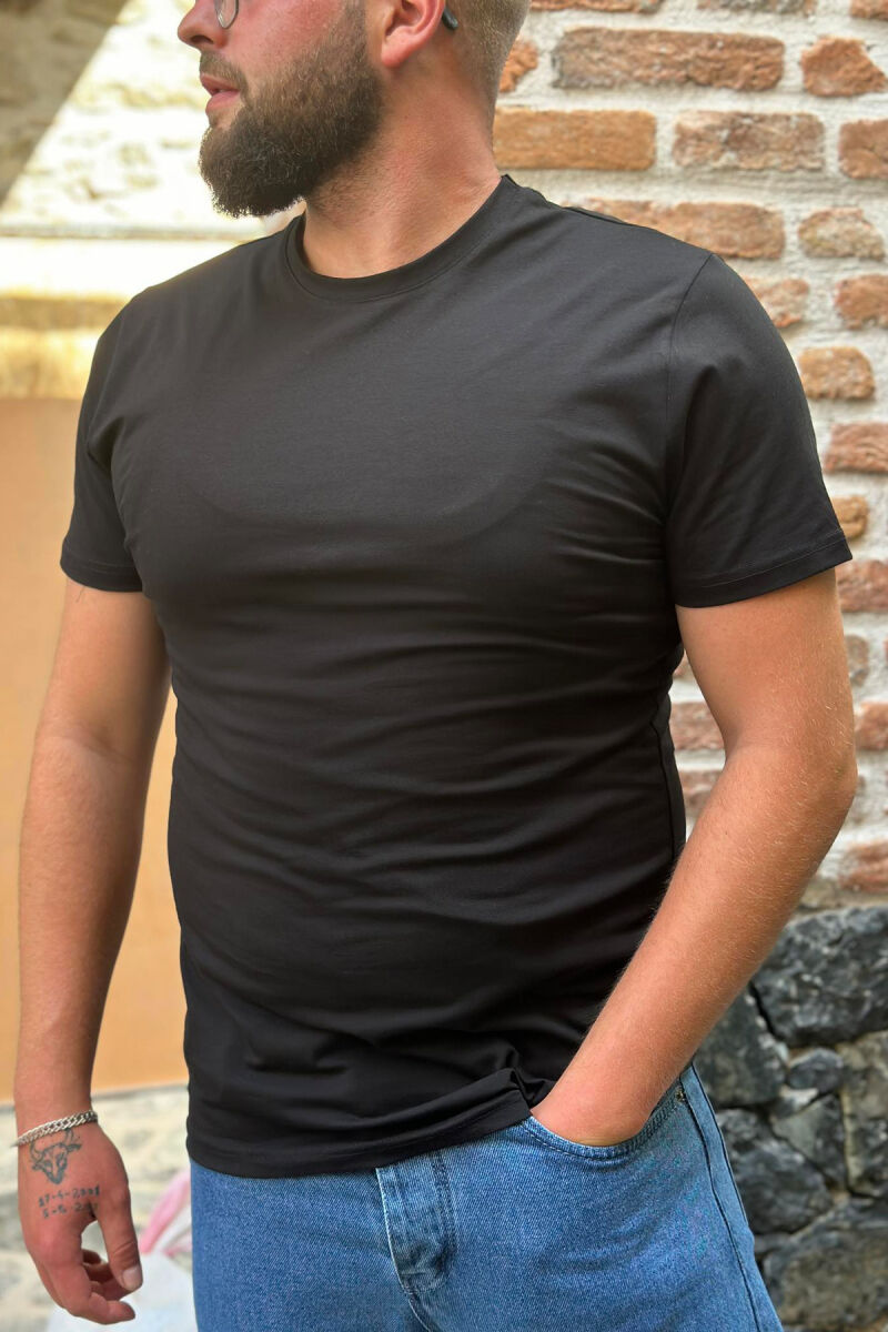 ELASTIC COTTON ONE COLOR MEN T-SHIRT BLACK/ E ZEZE - 3