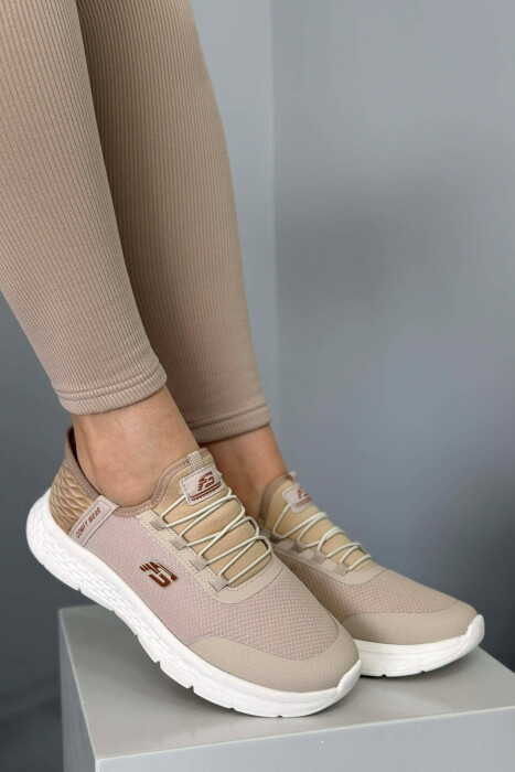 ELASTIC LACES PALTFORM WOMEN SNEAKERS BEIGE/BEZHE - 1