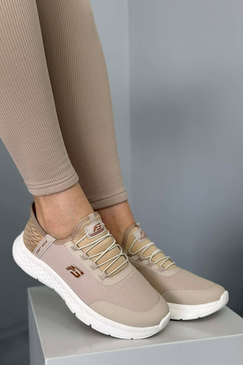 ELASTIC LACES PALTFORM WOMEN SNEAKERS BEIGE/BEZHE - 1