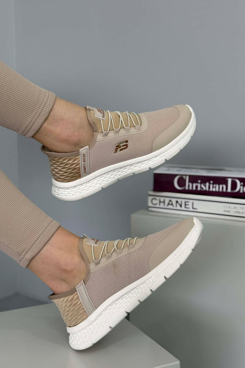 ELASTIC LACES PALTFORM WOMEN SNEAKERS BEIGE/BEZHE - 2