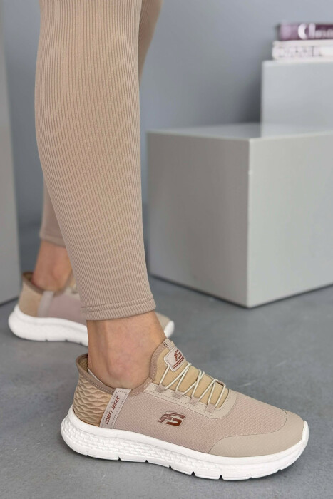 ELASTIC LACES PALTFORM WOMEN SNEAKERS BEIGE/BEZHE - 3