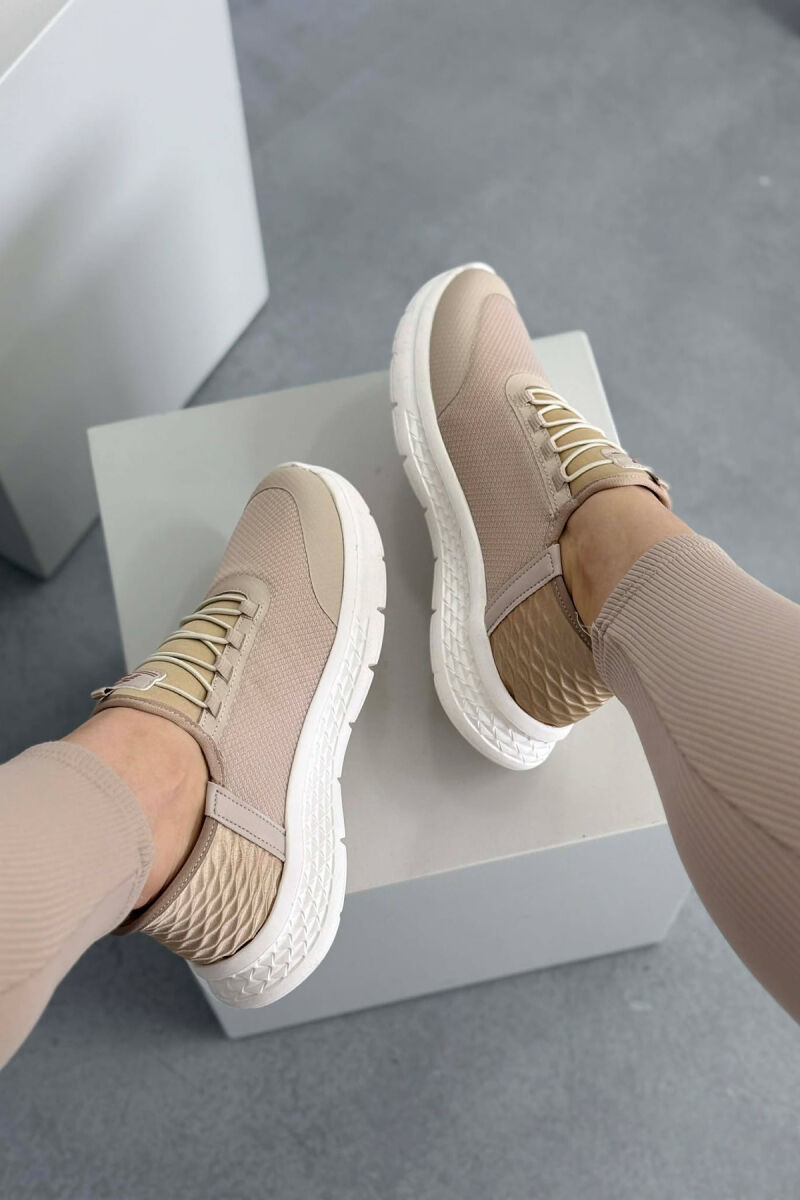 ELASTIC LACES PALTFORM WOMEN SNEAKERS BEIGE/BEZHE - 4