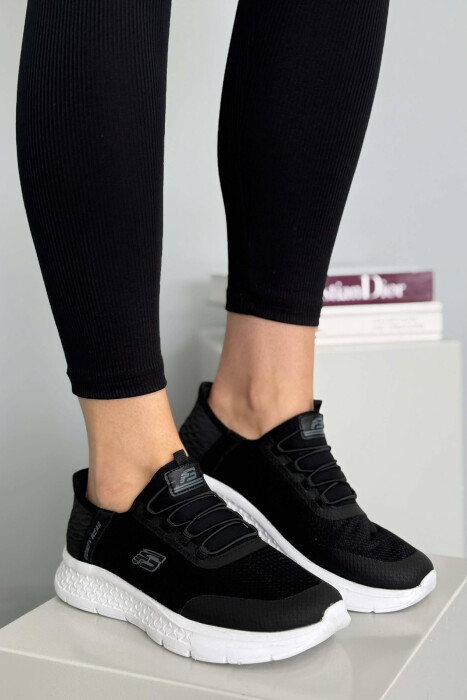 ELASTIC LACES PALTFORM WOMEN SNEAKERS BLACK-WHITE/ZEBA 