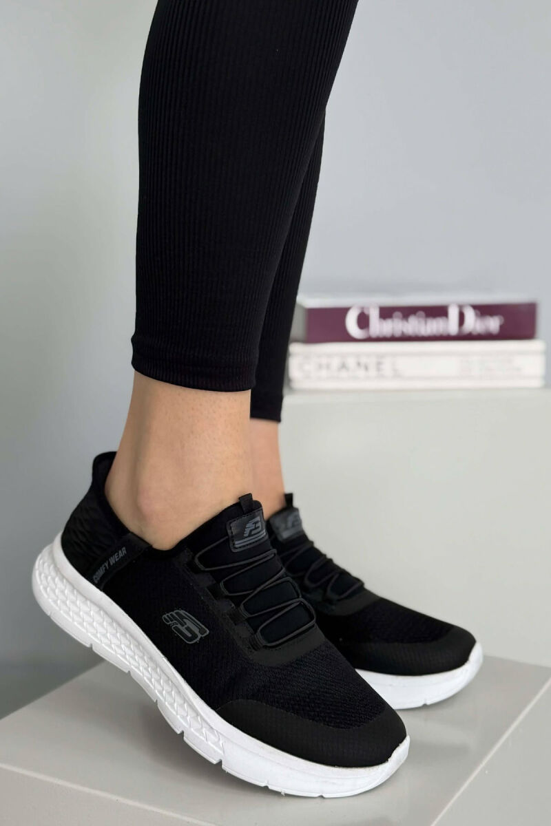 ELASTIC LACES PALTFORM WOMEN SNEAKERS BLACK-WHITE/ZEBA - 2