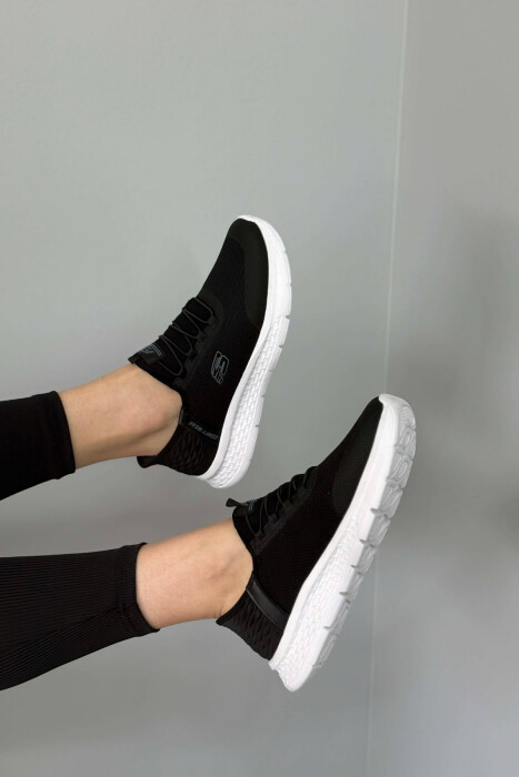 ELASTIC LACES PALTFORM WOMEN SNEAKERS BLACK-WHITE/ZEBA - 3