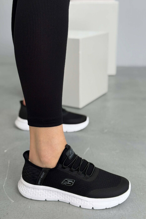 ELASTIC LACES PALTFORM WOMEN SNEAKERS BLACK-WHITE/ZEBA - 4