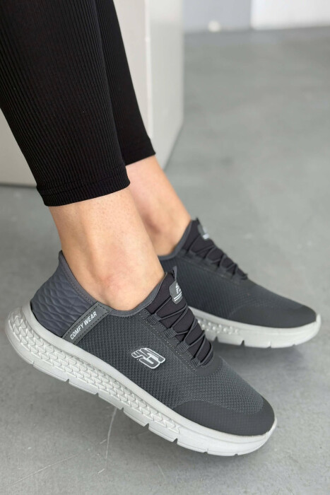 ELASTIC LACES PALTFORM WOMEN SNEAKERS DARK GREY/GEE - 1