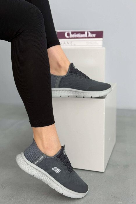 ELASTIC LACES PALTFORM WOMEN SNEAKERS DARK GREY/GEE - 3