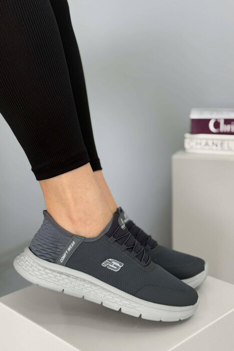 ELASTIC LACES PALTFORM WOMEN SNEAKERS DARK GREY/GEE - 4
