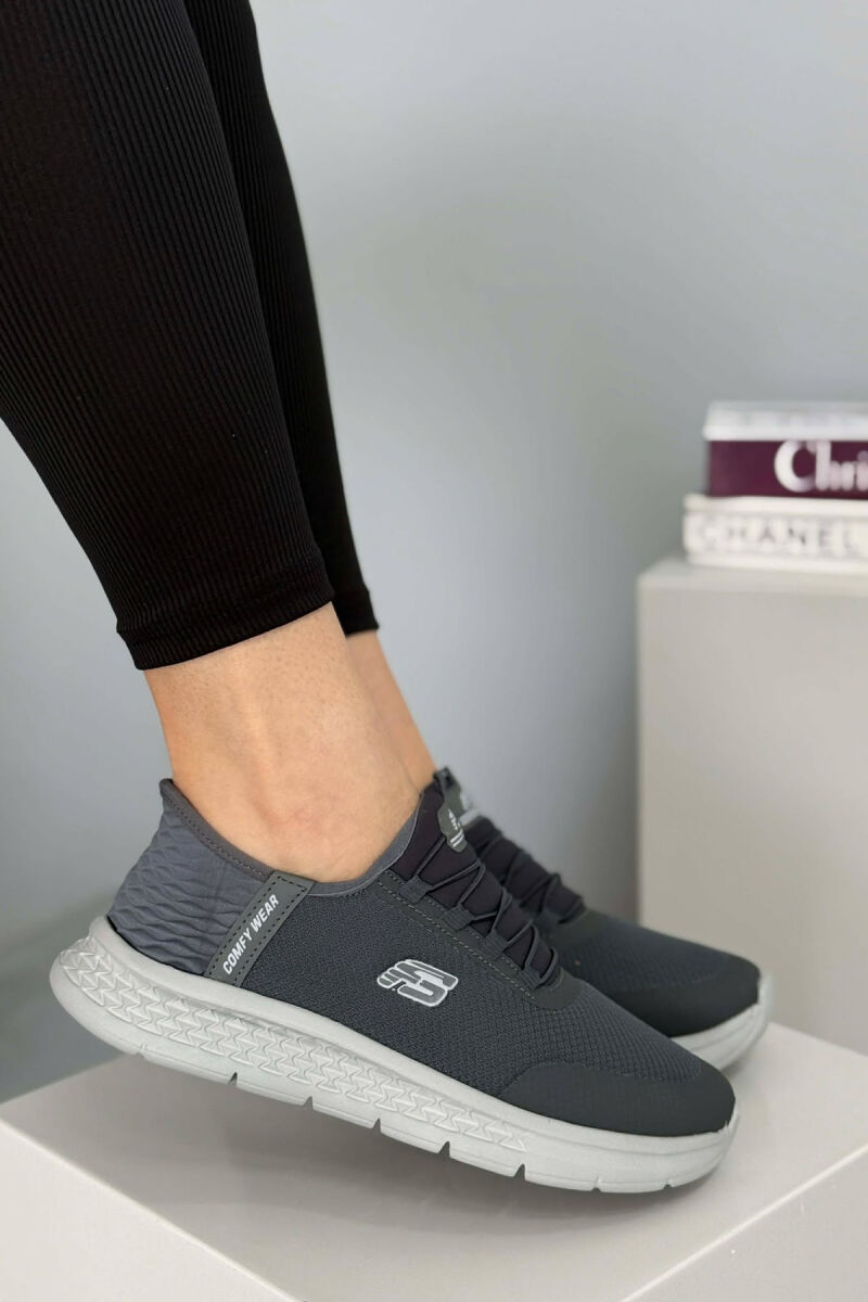 ELASTIC LACES PALTFORM WOMEN SNEAKERS DARK GREY/GEE - 4