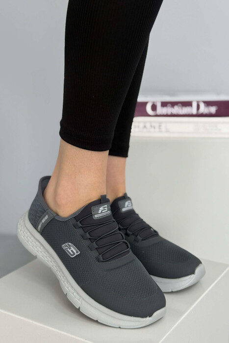 ELASTIC LACES PALTFORM WOMEN SNEAKERS DARK GREY/GEE - 5