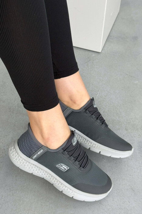 ELASTIC LACES PALTFORM WOMEN SNEAKERS DARK GREY/GEE - 6