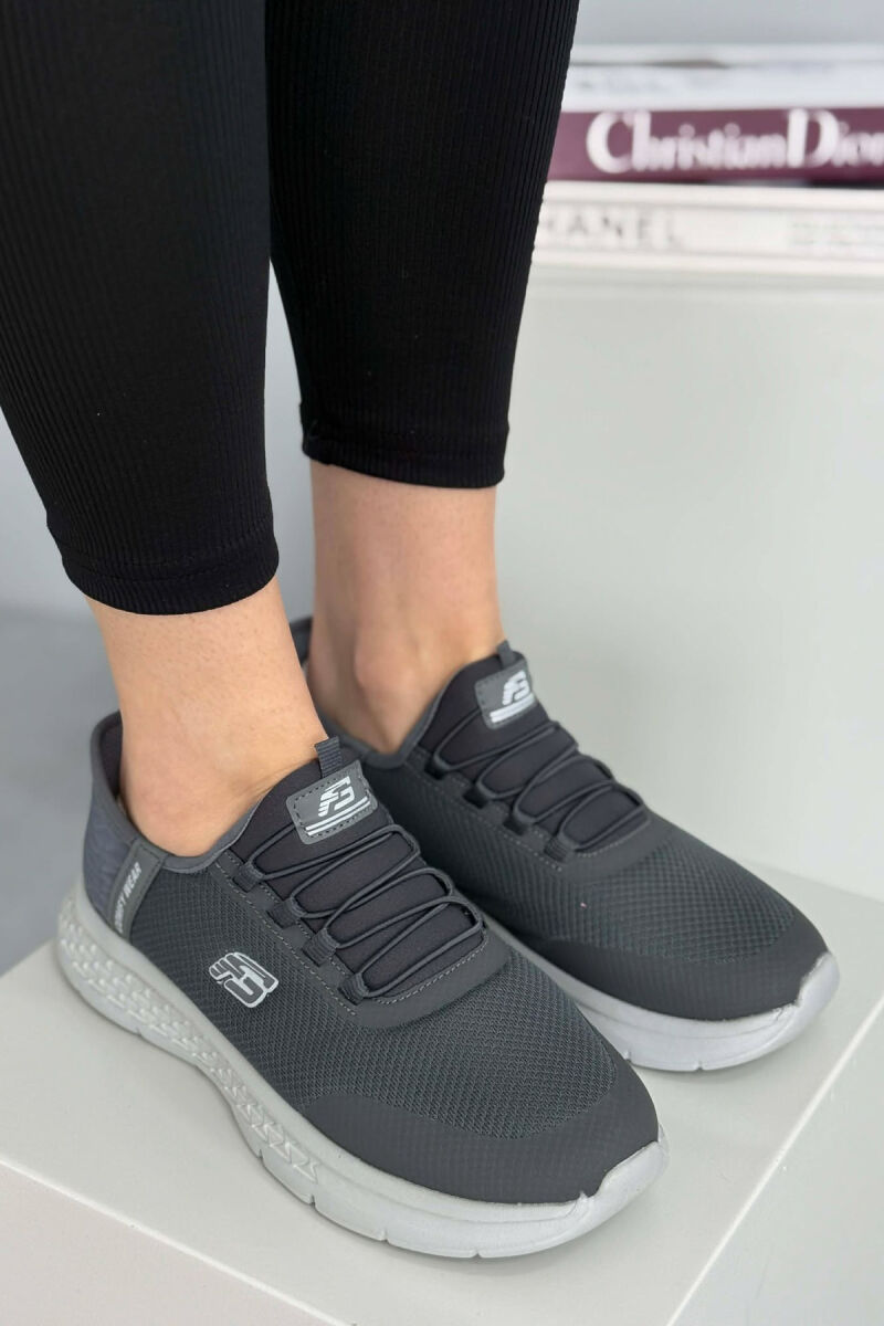 ELASTIC LACES PALTFORM WOMEN SNEAKERS DARK GREY/GEE - 7