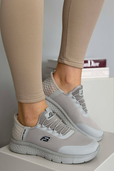 ELASTIC LACES PALTFORM WOMEN SNEAKERS LIGHT GREY/GZ - 1