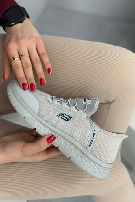 ELASTIC LACES PALTFORM WOMEN SNEAKERS LIGHT GREY/GZ - 3