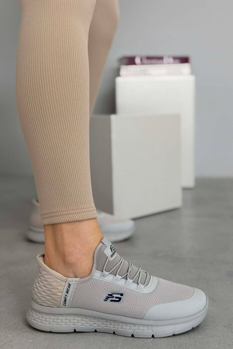 ELASTIC LACES PALTFORM WOMEN SNEAKERS LIGHT GREY/GZ - 4