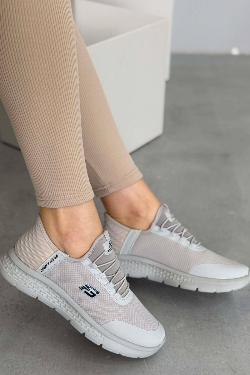 ELASTIC LACES PALTFORM WOMEN SNEAKERS LIGHT GREY/GZ - 5