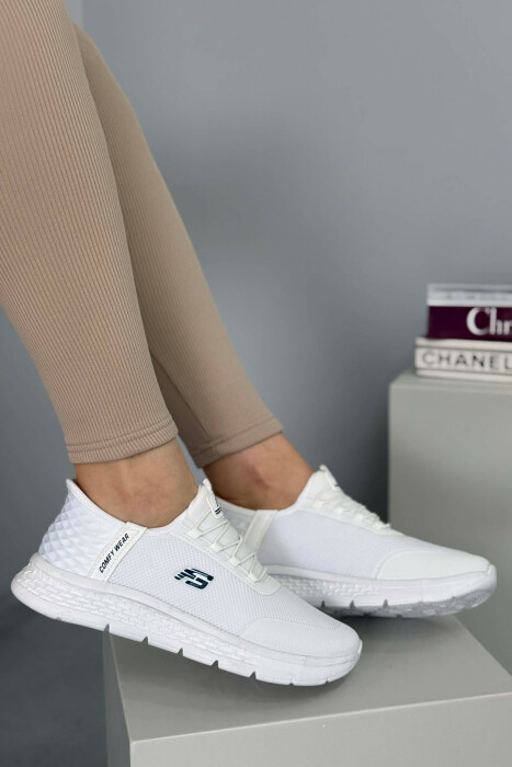 ELASTIC LACES PALTFORM WOMEN SNEAKERS WHITE-E BARDHE - 3