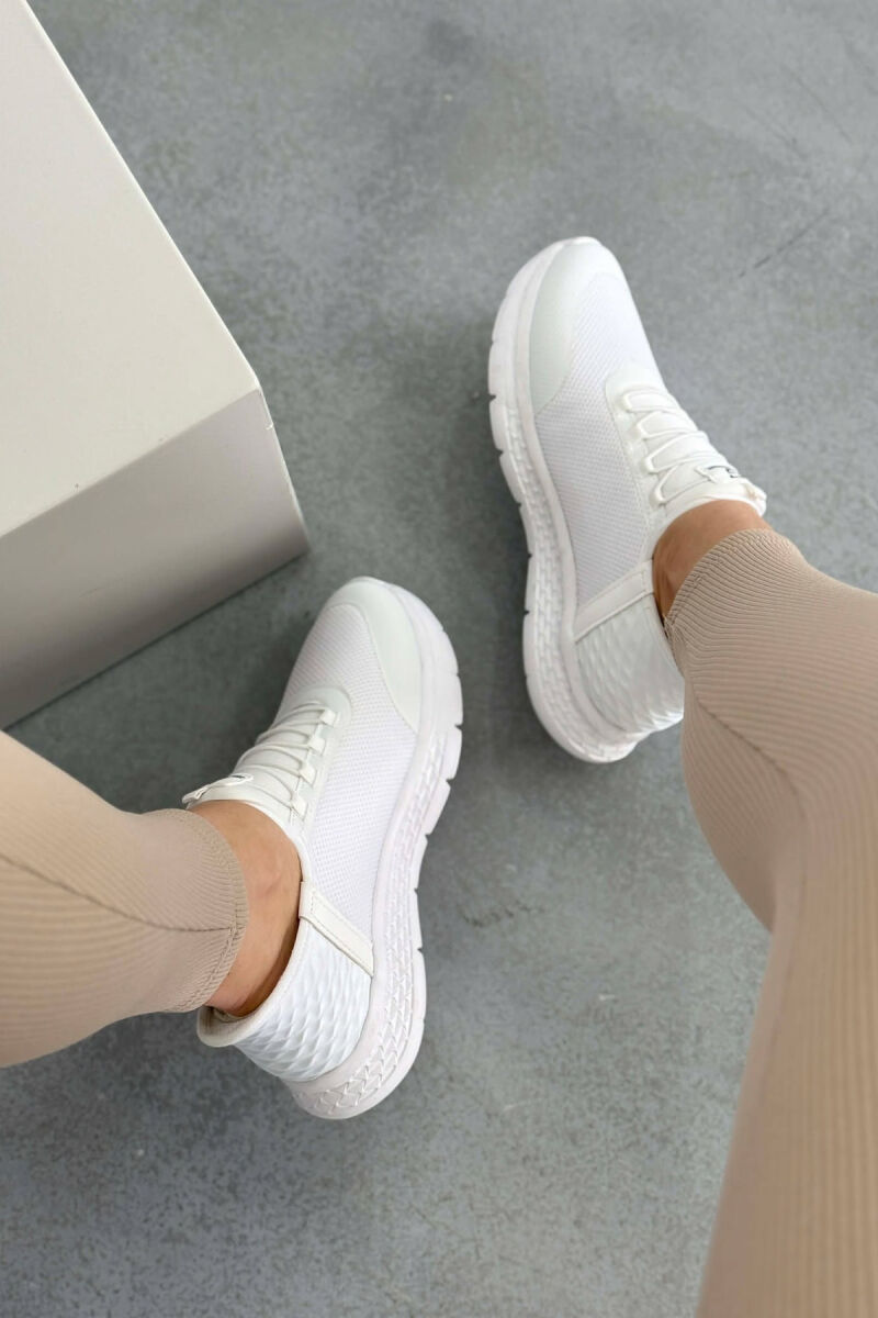 ELASTIC LACES PALTFORM WOMEN SNEAKERS WHITE-E BARDHE - 6