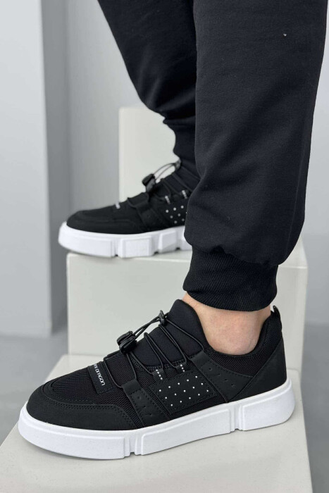 ELASTIC LACES SIMPLE MEN SNEAKERS BLACK-WHITE/ZEBA - 1