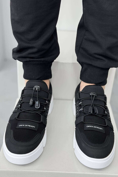 ELASTIC LACES SIMPLE MEN SNEAKERS BLACK-WHITE/ZEBA - 4