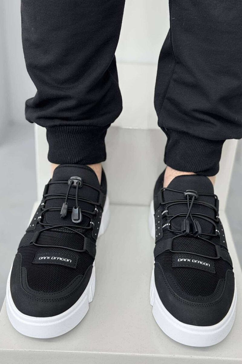 ELASTIC LACES SIMPLE MEN SNEAKERS BLACK-WHITE/ZEBA - 4