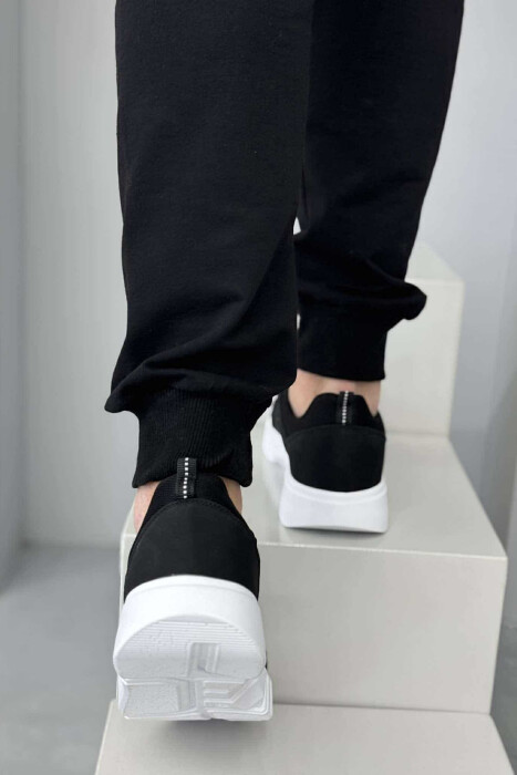 ELASTIC LACES SIMPLE MEN SNEAKERS BLACK-WHITE/ZEBA - 5