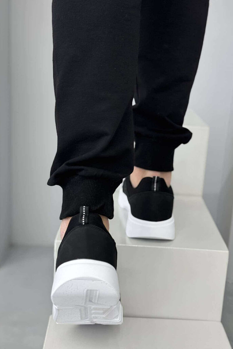 ELASTIC LACES SIMPLE MEN SNEAKERS BLACK-WHITE/ZEBA - 5