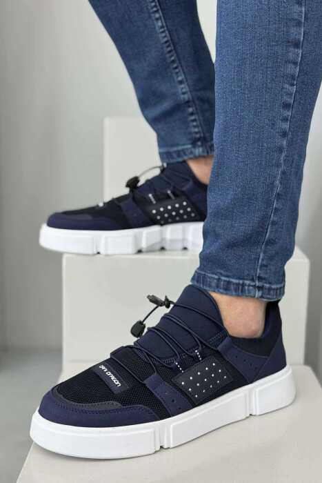 ELASTIC LACES SIMPLE MEN SNEAKERS BLUE-WHITE/BLBA 