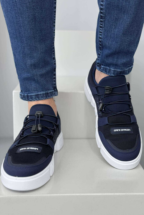 ELASTIC LACES SIMPLE MEN SNEAKERS BLUE-WHITE/BLBA - 2