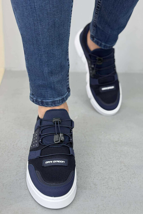 ELASTIC LACES SIMPLE MEN SNEAKERS BLUE-WHITE/BLBA - 4