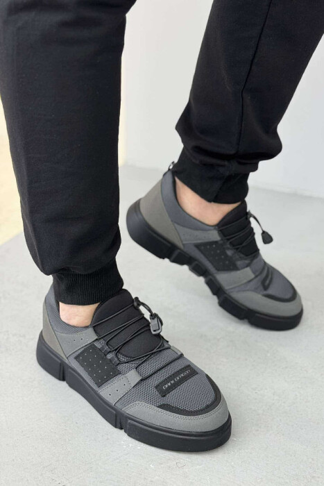 ELASTIC LACES SIMPLE MEN SNEAKERS DARK GREY/GEE 