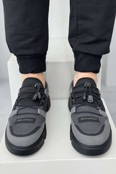 ELASTIC LACES SIMPLE MEN SNEAKERS DARK GREY/GEE - 2