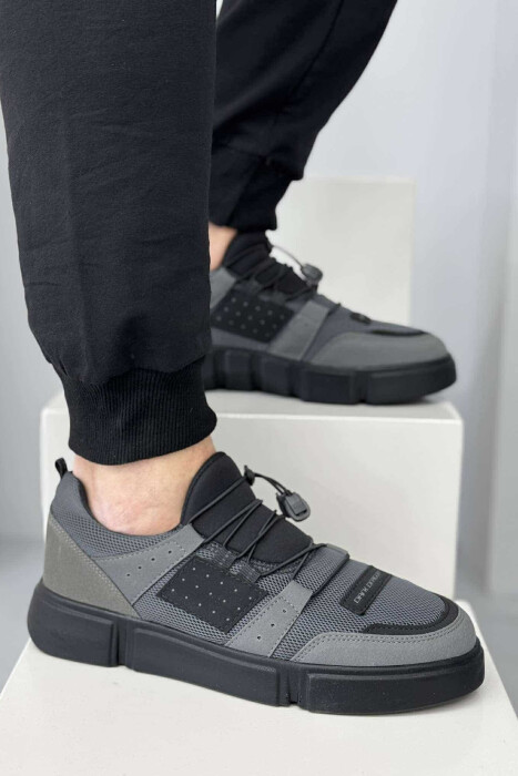 ELASTIC LACES SIMPLE MEN SNEAKERS DARK GREY/GEE - 3