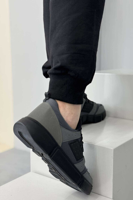 ELASTIC LACES SIMPLE MEN SNEAKERS DARK GREY/GEE - 4